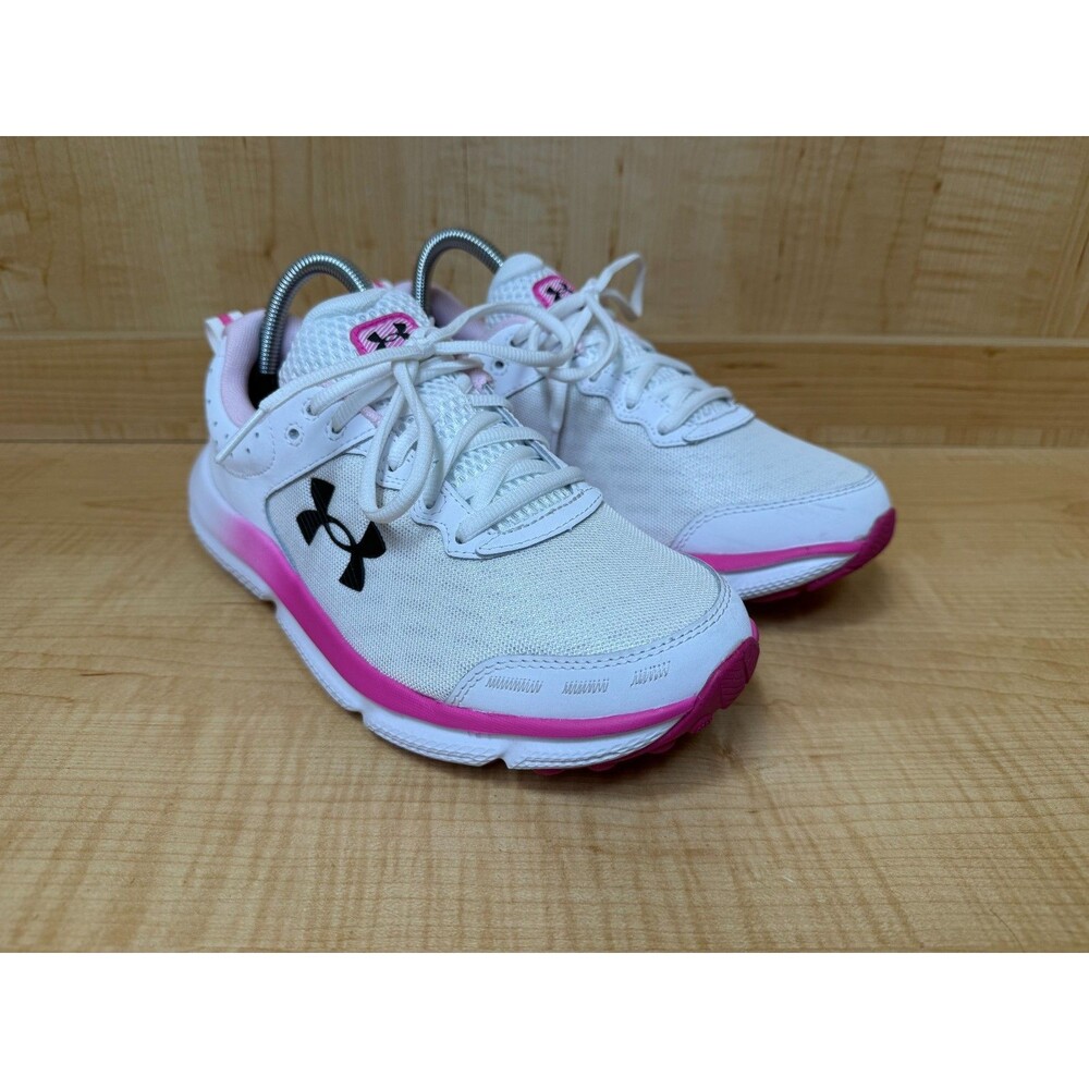 Under Armour CHARGED ASSERT 10 Shoes (WMNS Size 8) White & Pink Sneakers